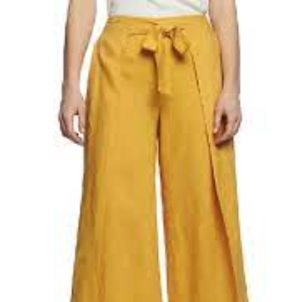 1. State Mustard Yellow Wide Leg Tie-Waist Pants